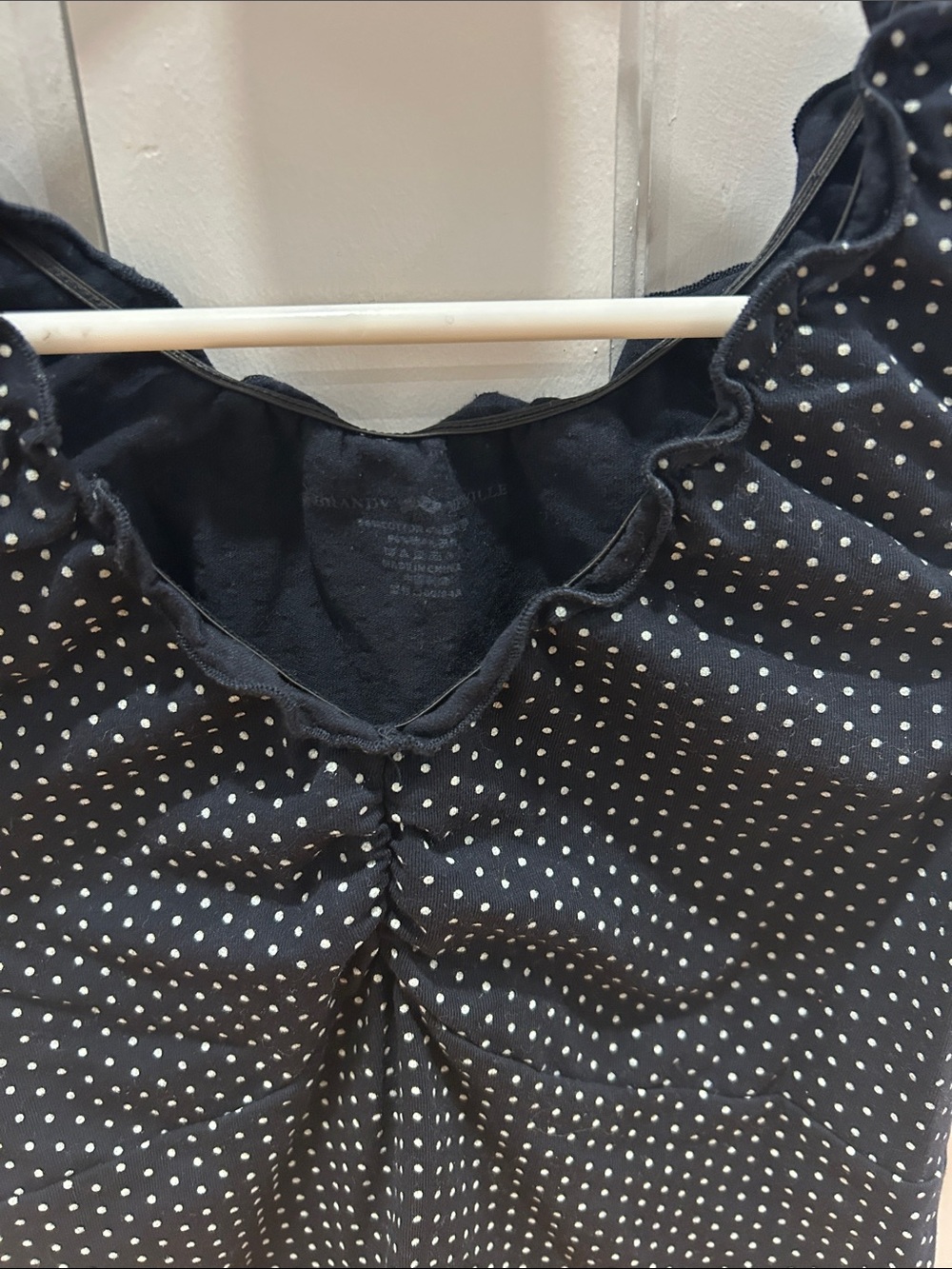 Brandy Melville Black Polka Dot Ruffle Tank Top - Picture 2 of 6